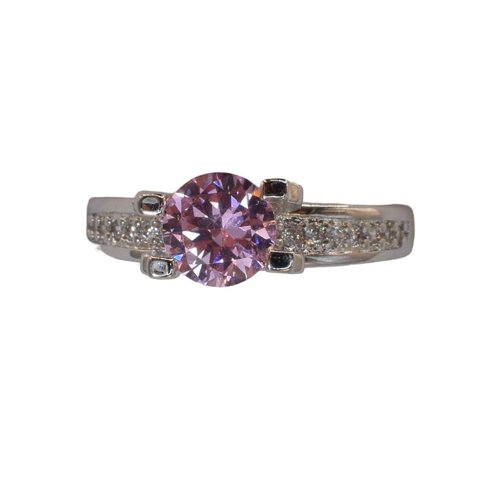 NWOT Fragrant Jewels Pink Round Cut Multi-Stone Ring Size 7.5 US
